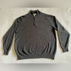 Uomo Bravo Cashmere Men’s Black  1/4 Zip Sweater Size Large Long Sleeve